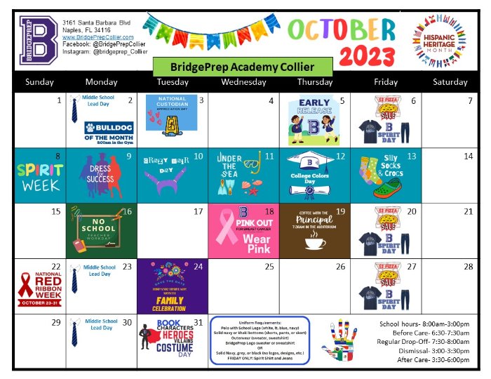 October Activities Calendar - News and Announcements -