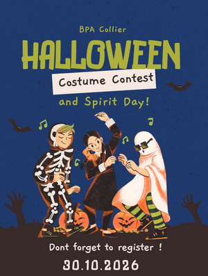 Halloween costume contest and Spirit Day flyer